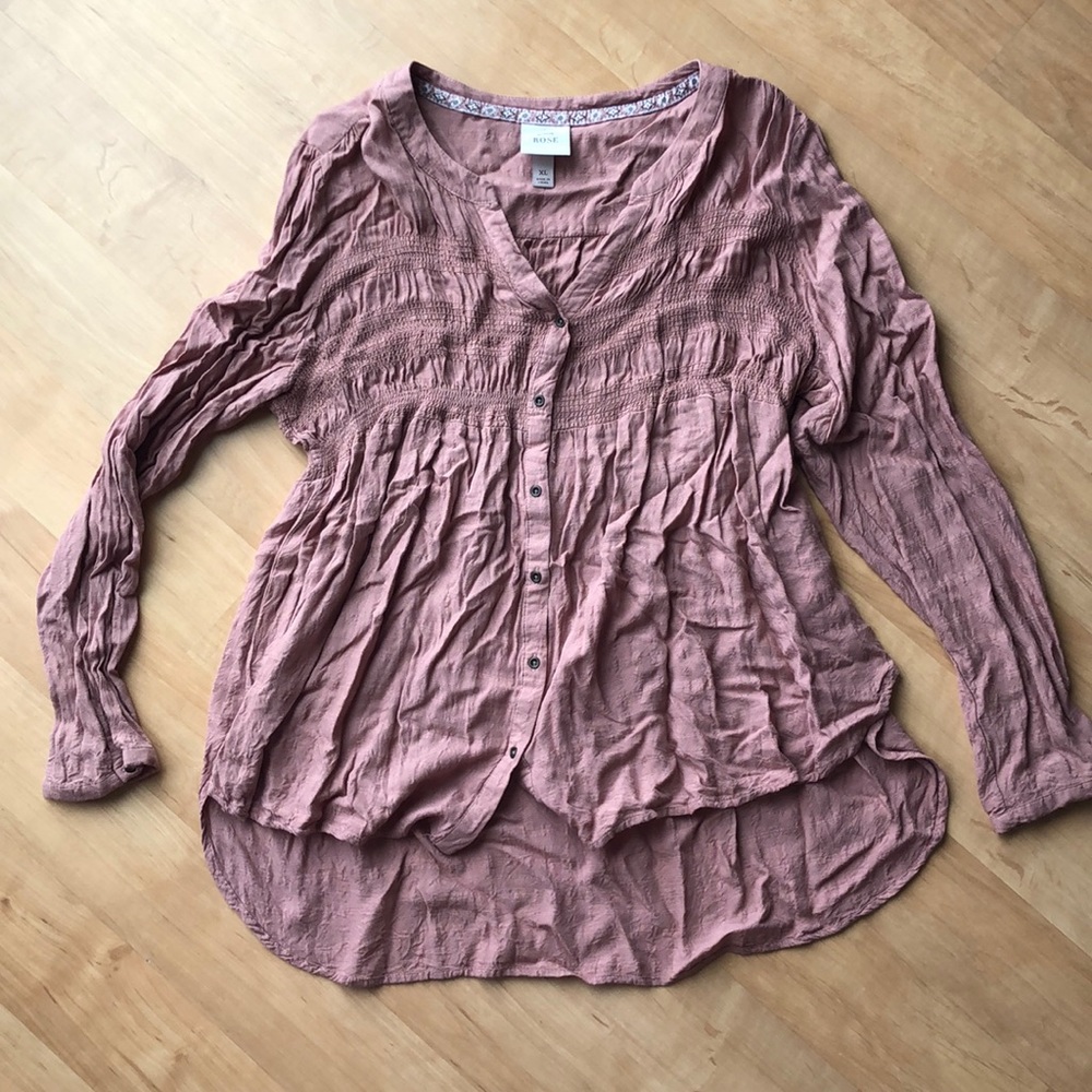 Knox Rose Mauve Buttoned Top
